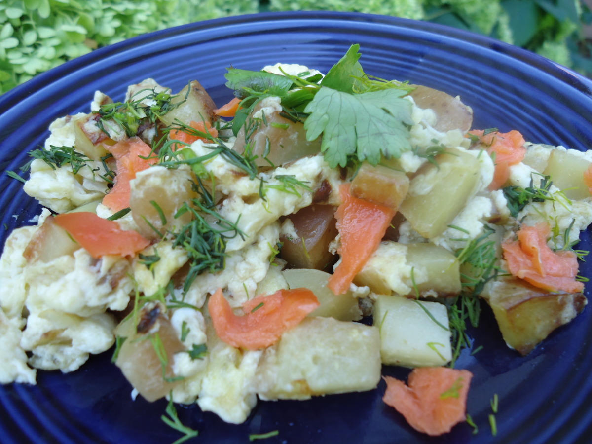 Norwegian Scrambled Eggs With Smoked Salmon And Potatoes