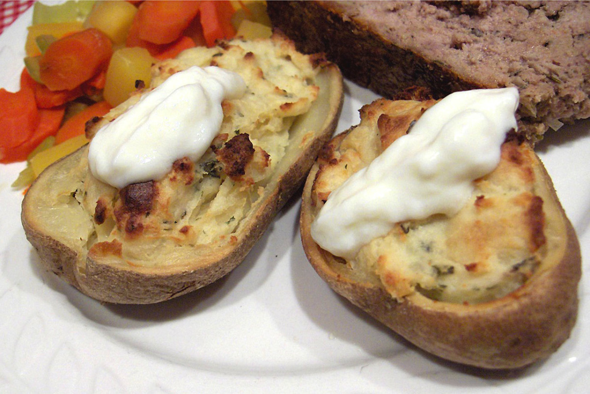 Garlic And Herb Stuffed Baked Potatoes