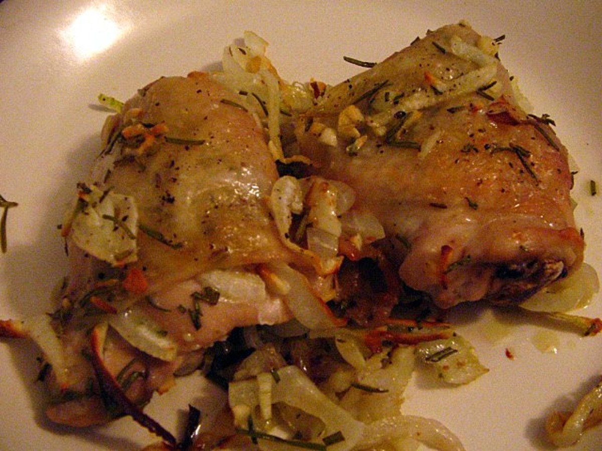 Baked Chicken With Onions, Garlic & Rosemary